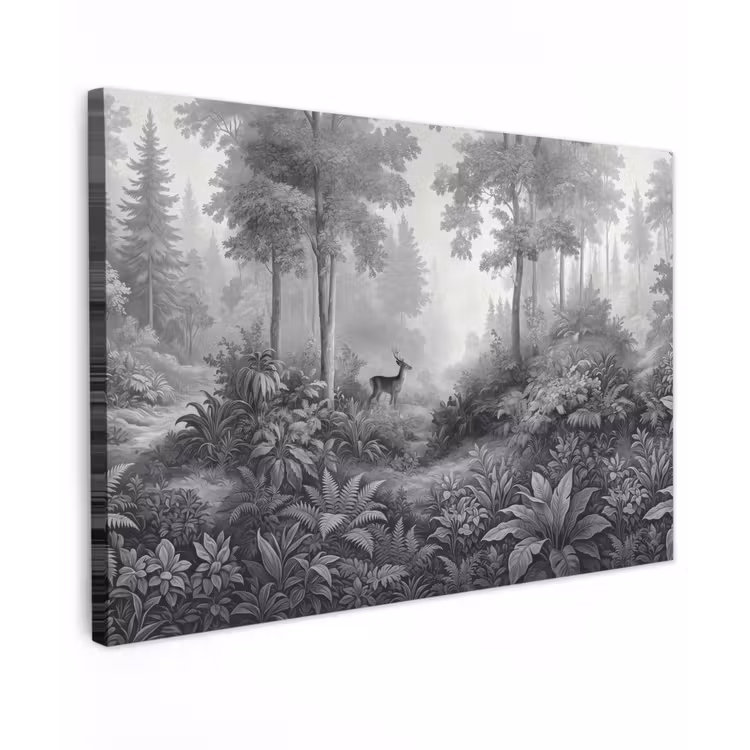 Bos - Hert - Zwart - Wit canvas 2cm klein -z3d
