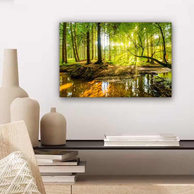 Bos - Landschap - Water - Bomen - Zon - Groen - Natuur canvas 2cm klein -sfeer6