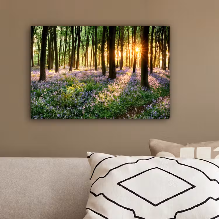 Bos - Natuur - Bloemen - Zon - Boom - Paars canvas 2cm klein -sfeer3