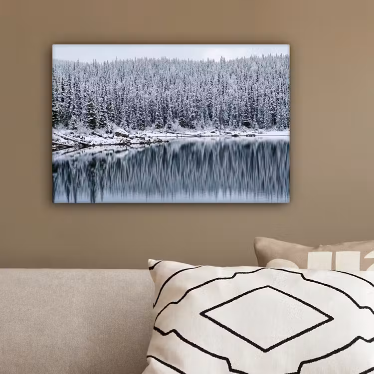 Bos - Reflectie - Meer - Winter - Serene canvas 2cm klein -sfeer3