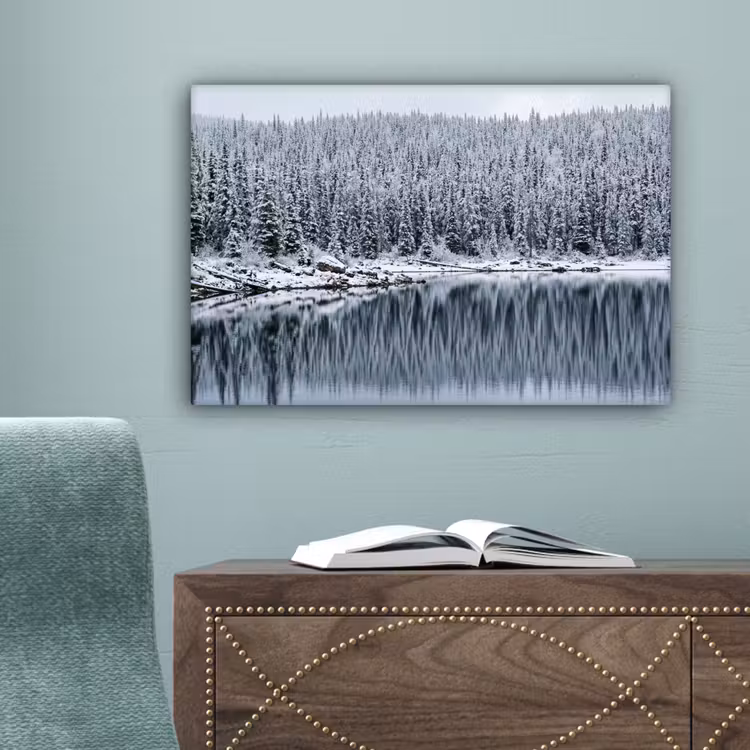 Bos - Reflectie - Meer - Winter - Serene canvas 2cm klein -sfeer4
