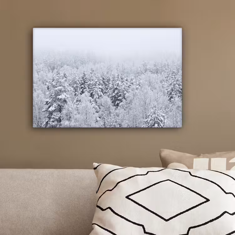Bos - Sneeuw - Winter - Natuur - Wit canvas 2cm klein -sfeer3