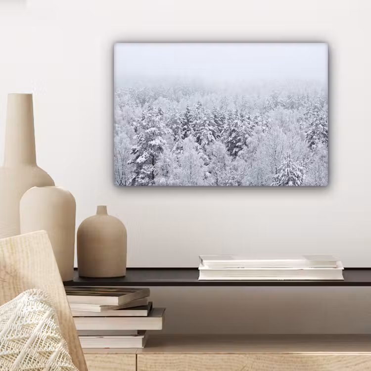 Bos - Sneeuw - Winter - Natuur - Wit canvas 2cm klein -sfeer6