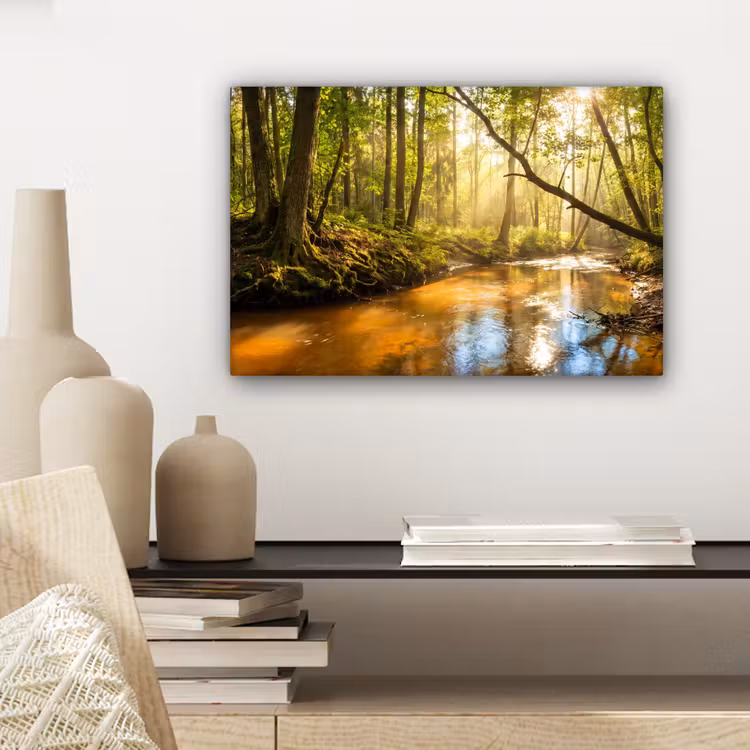 Bos - Beek - Zonlicht - Natuur - Groen canvas 2cm klein -sfeer6