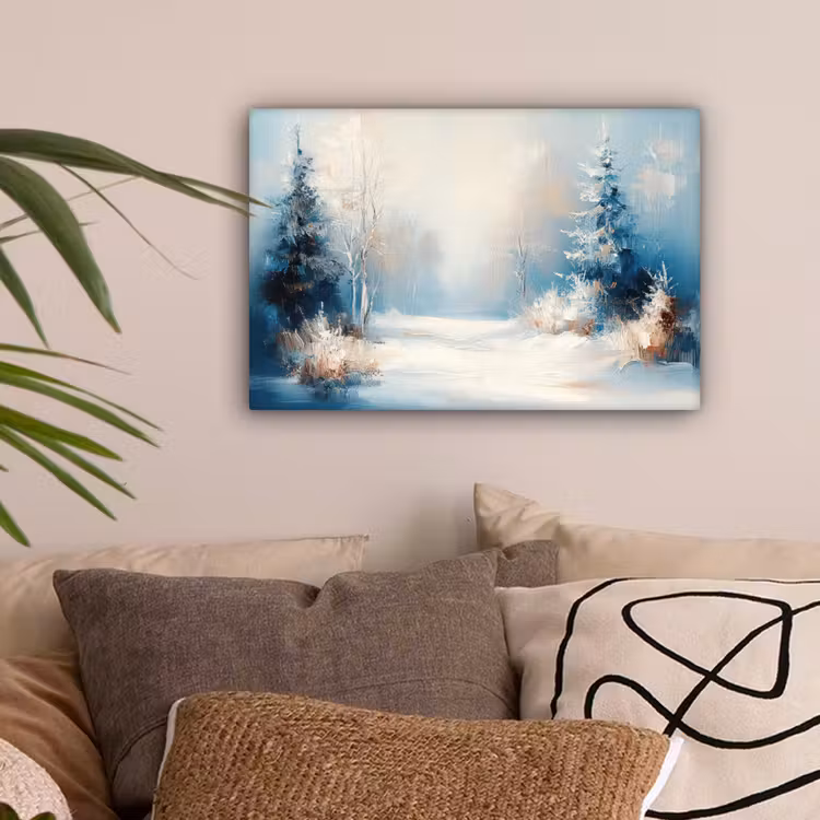Bos - Winter - Natuur - Abstract - Sneeuw canvas 2cm klein -sfeer1