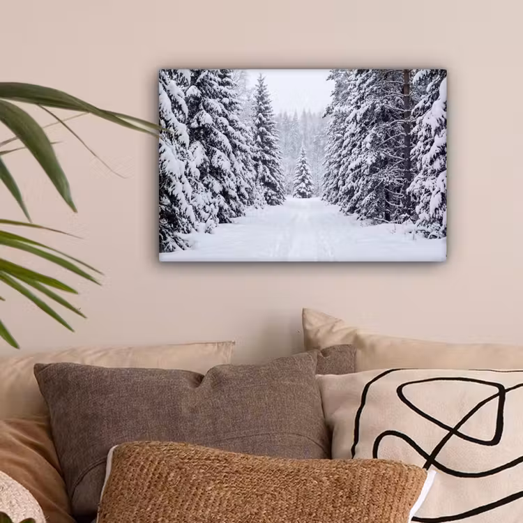 Bos - Winter - Sneeuw - Pad - Natuur canvas 2cm klein -sfeer1