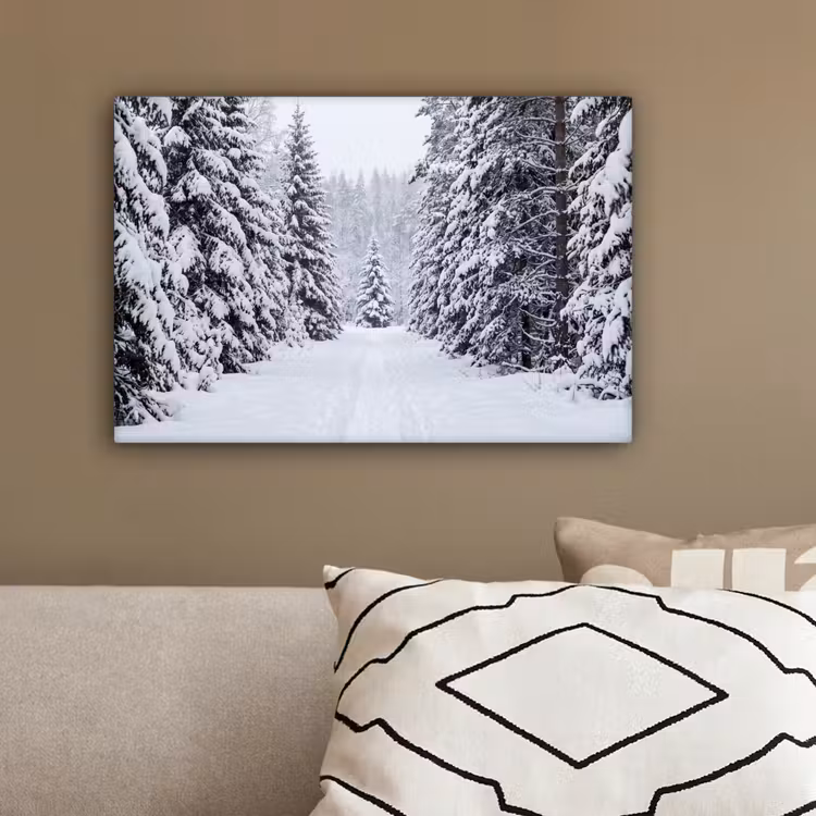 Bos - Winter - Sneeuw - Pad - Natuur canvas 2cm klein -sfeer3