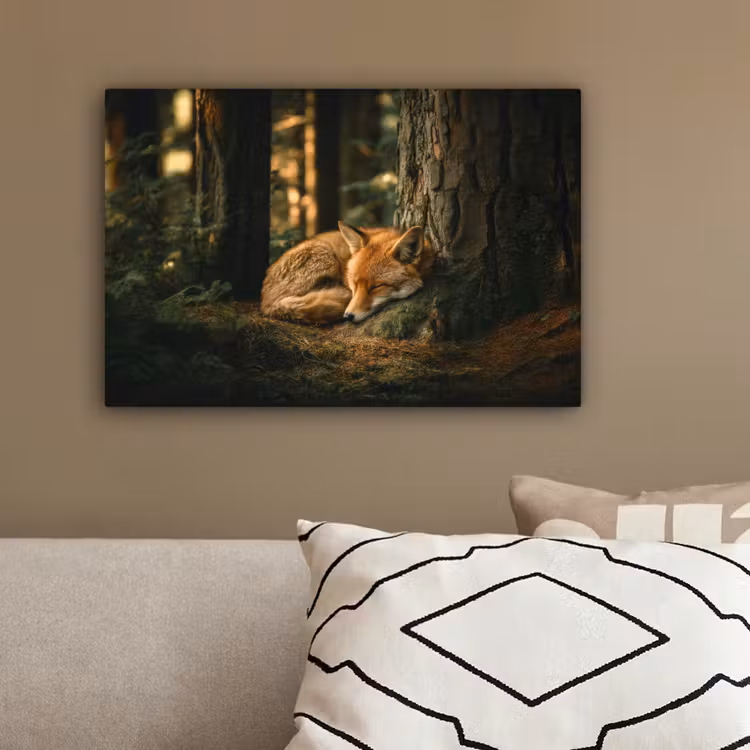 Vos - Bos - Slapen canvas 2cm klein -sfeer3
