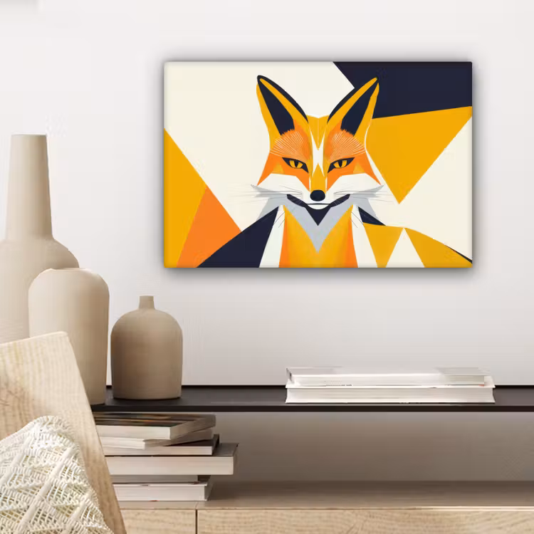 Vos - Oranje - Abstract - Driehoeken canvas 2cm klein -sfeer6