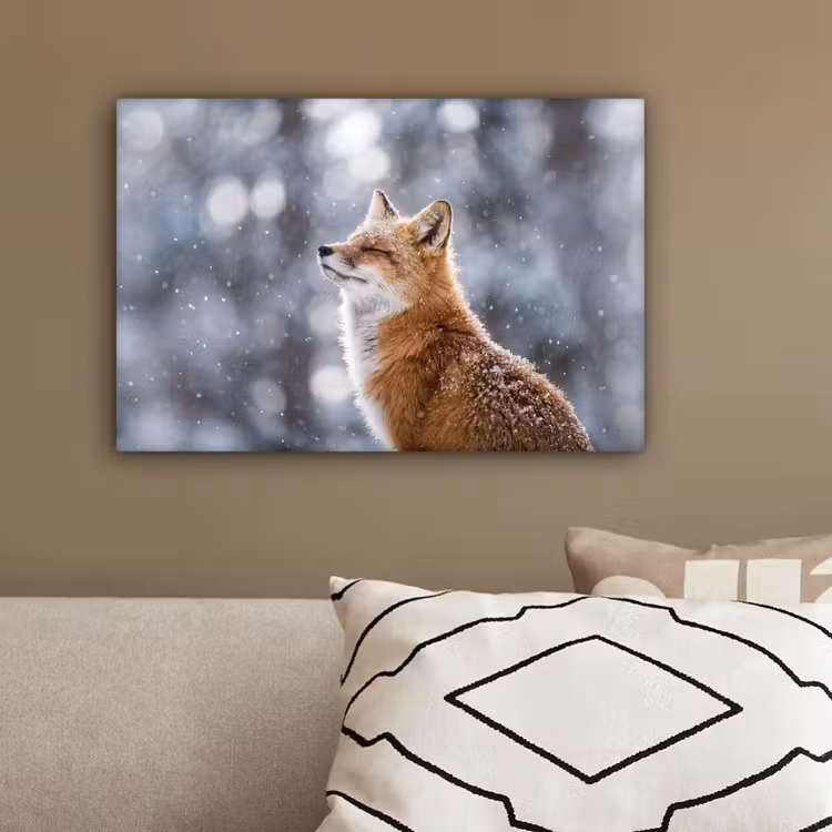 Vos - Sneeuwval - Portret - Winter - Sfeervol canvas 2cm klein -sfeer3