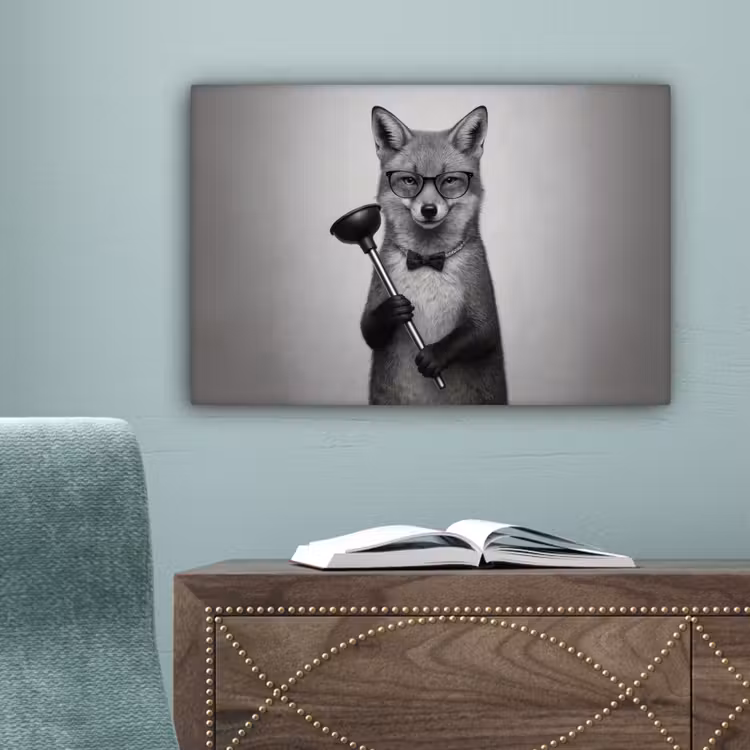Vos - WC-ontstopper - Zwart - Wit canvas 2cm klein -sfeer4