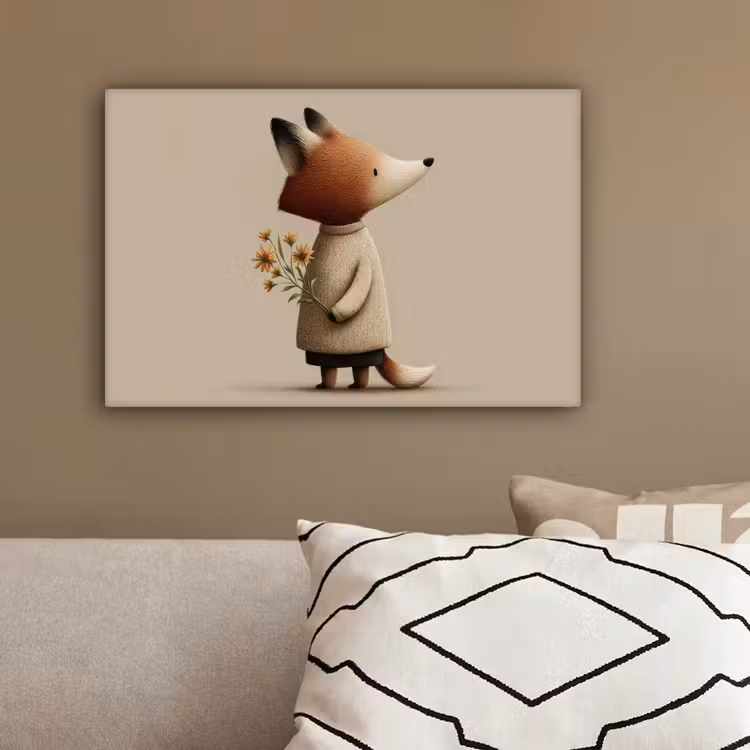Vos - Gele bloemen - Minimalistisch canvas 2cm klein -sfeer3