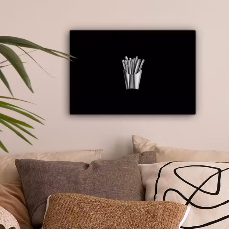 Frietjes - Futuristisch - Zilver canvas 2cm klein -sfeer1