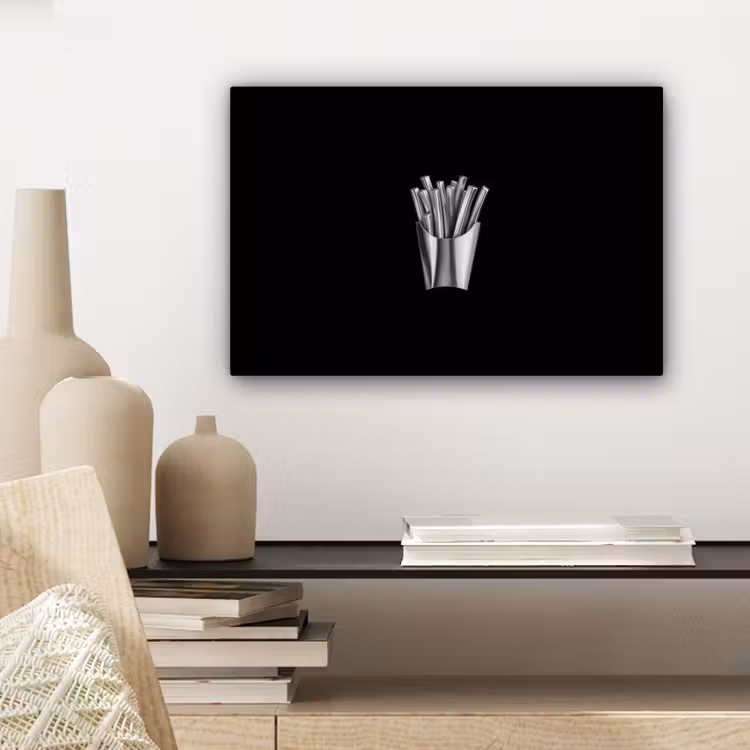 Frietjes - Futuristisch - Zilver canvas 2cm klein -sfeer6