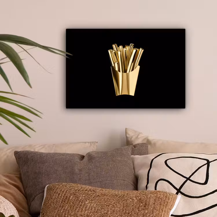 Friet - Goud - Chrome - Eten canvas 2cm klein -sfeer1