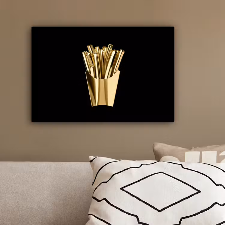 Friet - Goud - Chrome - Eten canvas 2cm klein -sfeer3