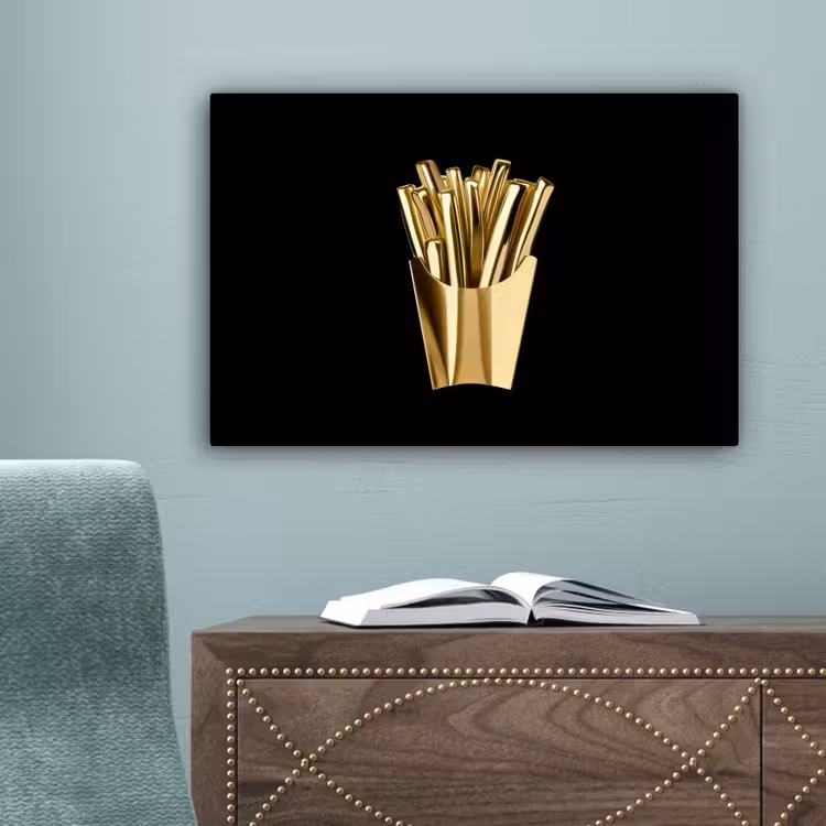 Friet - Goud - Chrome - Eten canvas 2cm klein -sfeer4