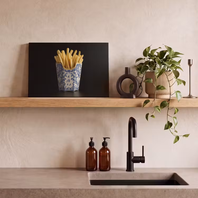 Friet - Porselein - Delfts blauw - Eten canvas 2cm klein -sfeer3