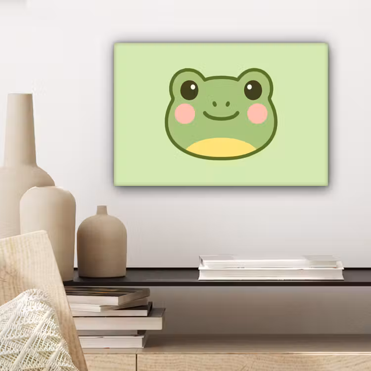 Kikker - Groen - Vriendelijkheid canvas 2cm klein -sfeer6