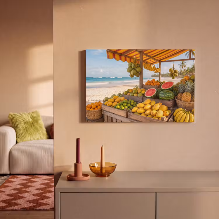 Canvas Print - Fruit - Beach - Tropical - Fruit - Strand - Tropisch canvas 2cm klein
