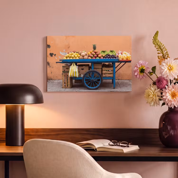 Canvas Print - Fruit - Cart - Street - Fruit - Kar - Straat canvas 2cm klein