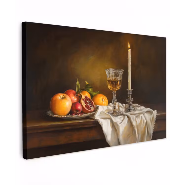 Fruit -  Stilleven - Wijn - Kaars canvas 2cm klein -z3d