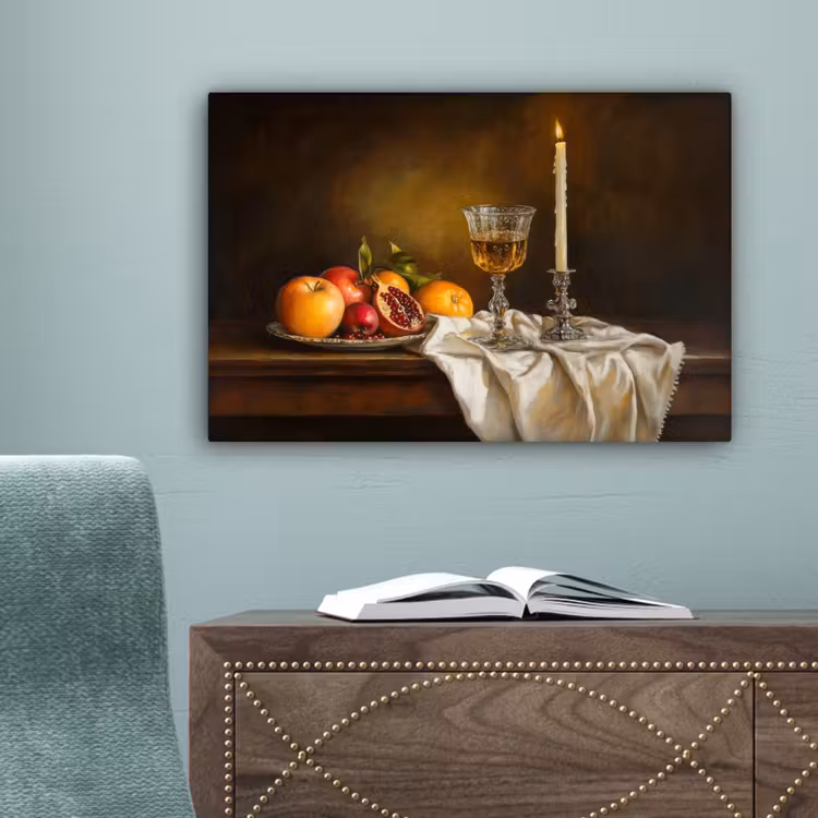 Fruit -  Stilleven - Wijn - Kaars canvas 2cm klein -sfeer4
