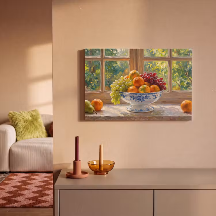 Canvas Print - Fruit - Windowsill - Nature - Fruit - Vensterbank - Natuur canvas 2cm klein