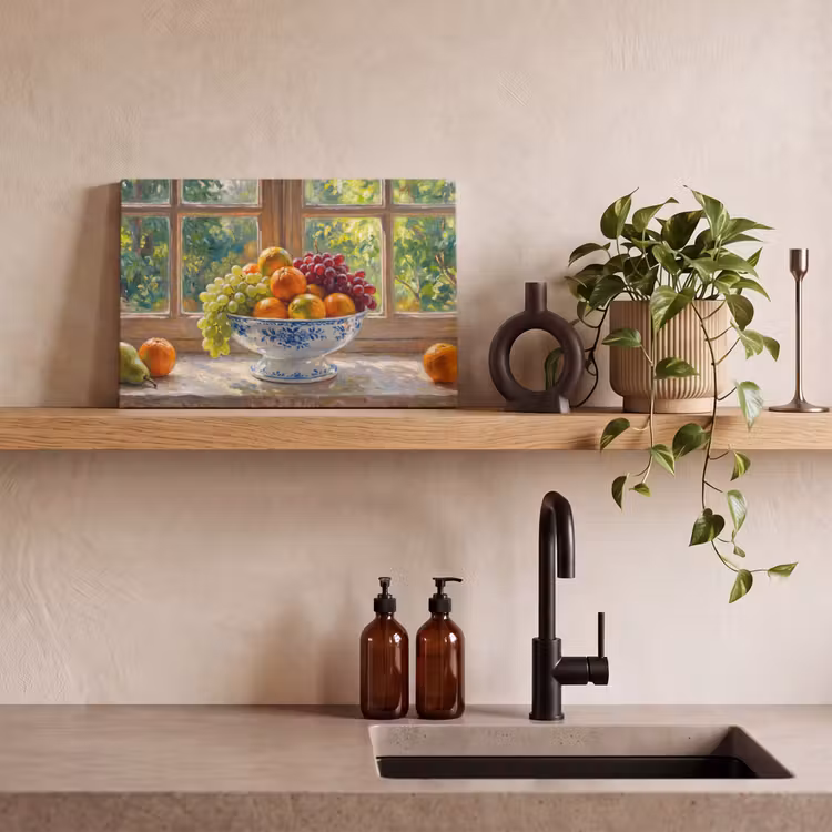 Canvas Print - Fruit - Windowsill - Nature - Fruit - Vensterbank - Natuur canvas 2cm klein