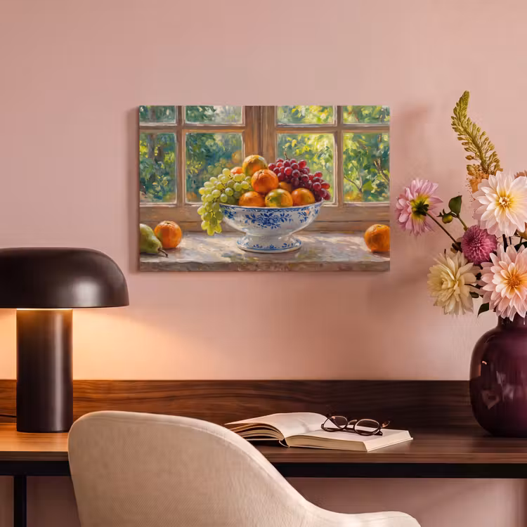 Canvas Print - Fruit - Windowsill - Nature - Fruit - Vensterbank - Natuur canvas 2cm klein