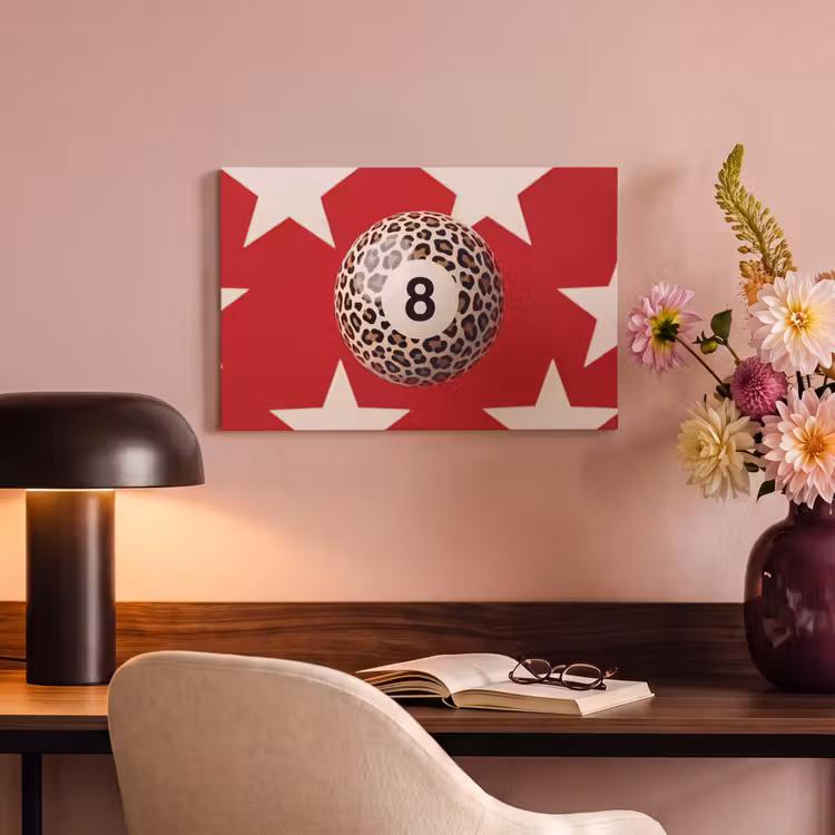 Spel - Dierenprint - Nummer 8 - Modern - Rood canvas 2cm klein -sfeer4