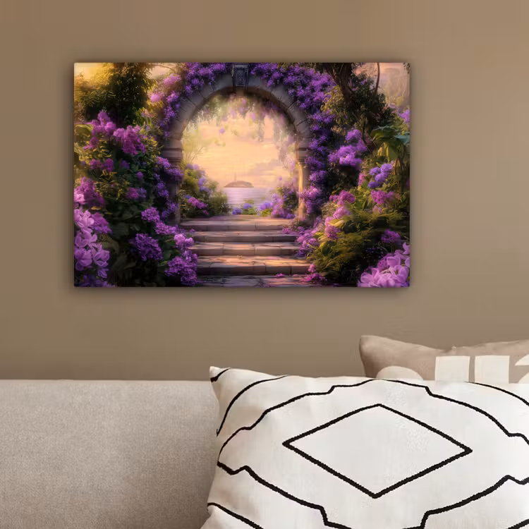 Poort - Paars - Bloemen canvas 2cm klein -sfeer3