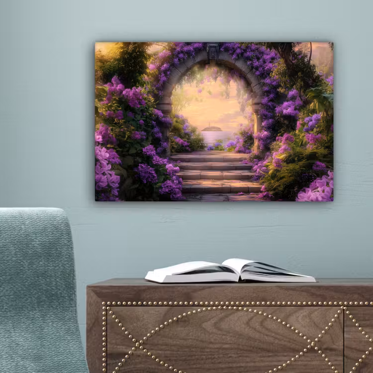 Poort - Paars - Bloemen canvas 2cm klein -sfeer4