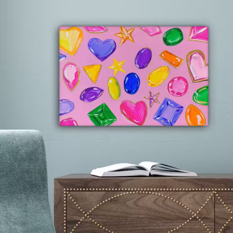 Edelstenen - Vormen - Hartje - Kleurrijk canvas 2cm klein -sfeer4