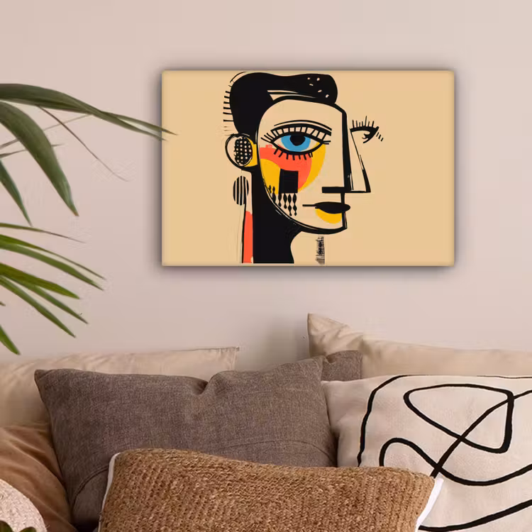Geometrisch - Felle kleuren - Kubistische stijl canvas 2cm klein -sfeer1