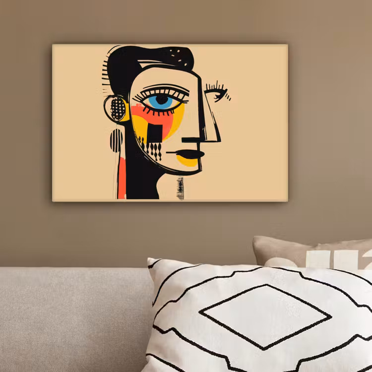 Geometrisch - Felle kleuren - Kubistische stijl canvas 2cm klein -sfeer3