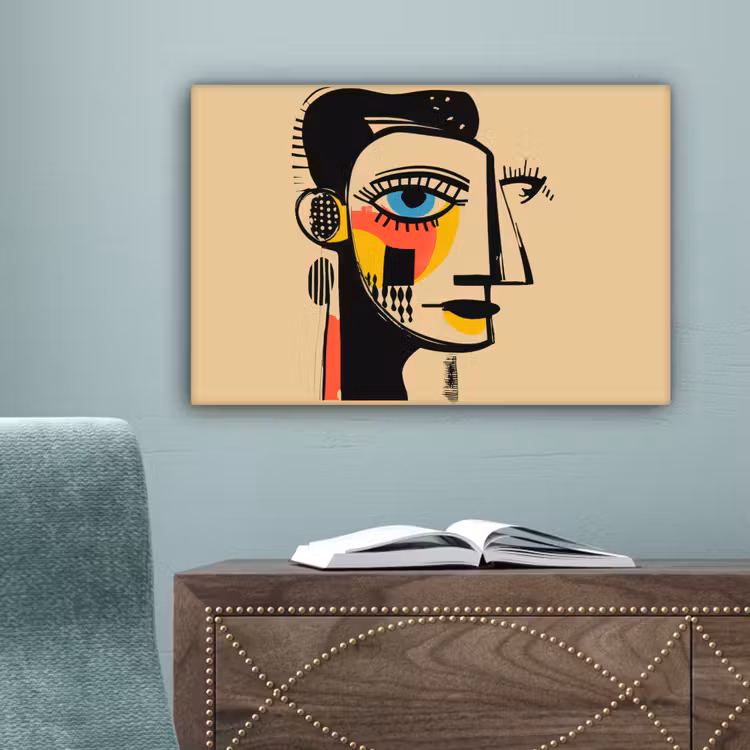 Geometrisch - Felle kleuren - Kubistische stijl canvas 2cm klein -sfeer4
