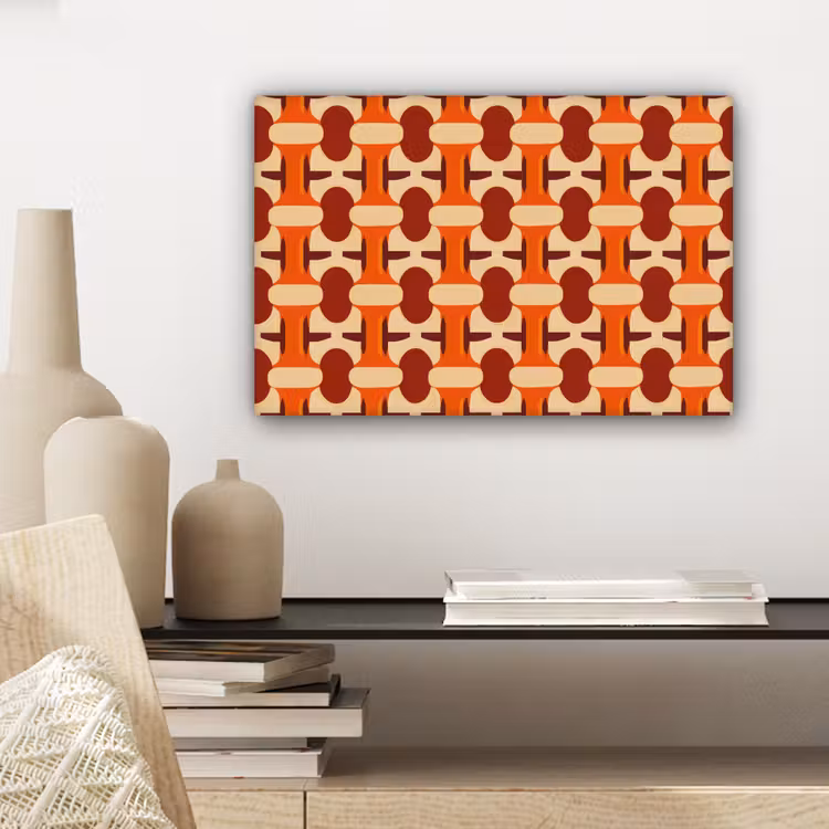 Geometrisch - Retro - Oranje canvas 2cm klein 34 -sfeer6
