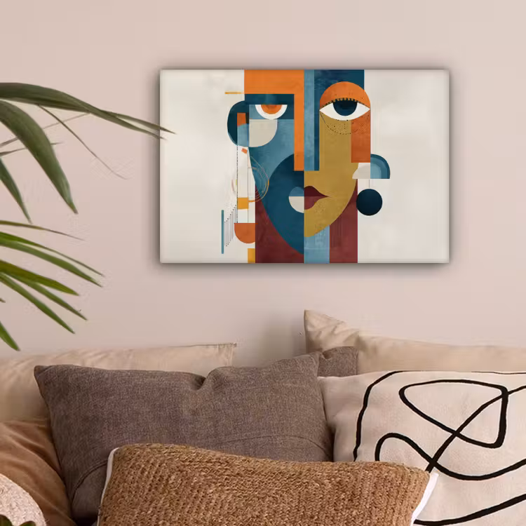 Geometrisch - Strakke vormen - Kleurrijk canvas 2cm klein -sfeer1