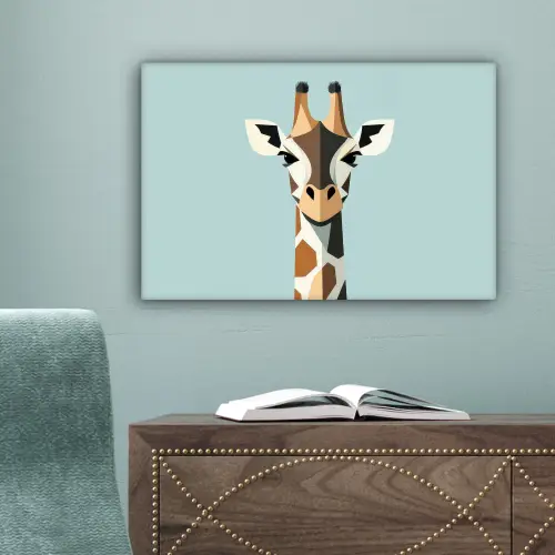 Giraffe - Illustratie - Bruin - Minimalistisch canvas 2cm klein -sfeer4