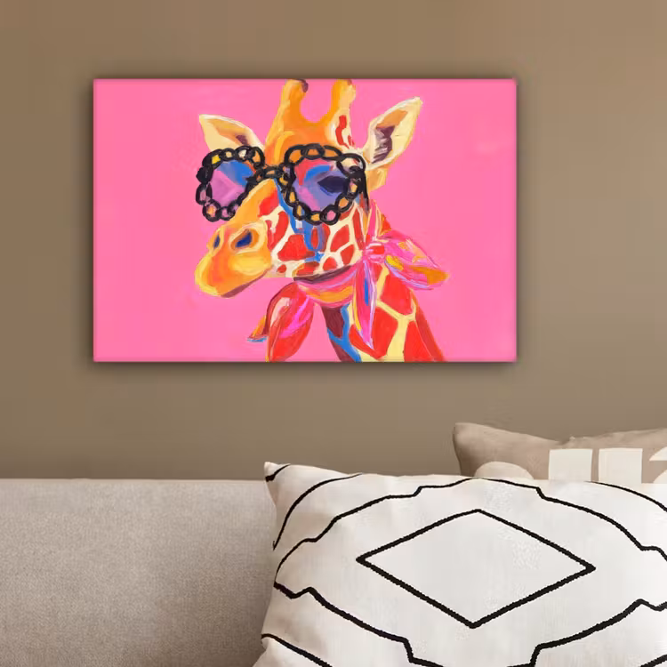 Giraf - Roze - Bril - Sjaal canvas 2cm klein -sfeer3