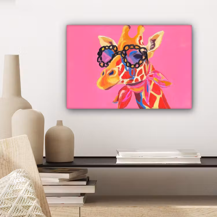 Giraf - Roze - Bril - Sjaal canvas 2cm klein -sfeer6