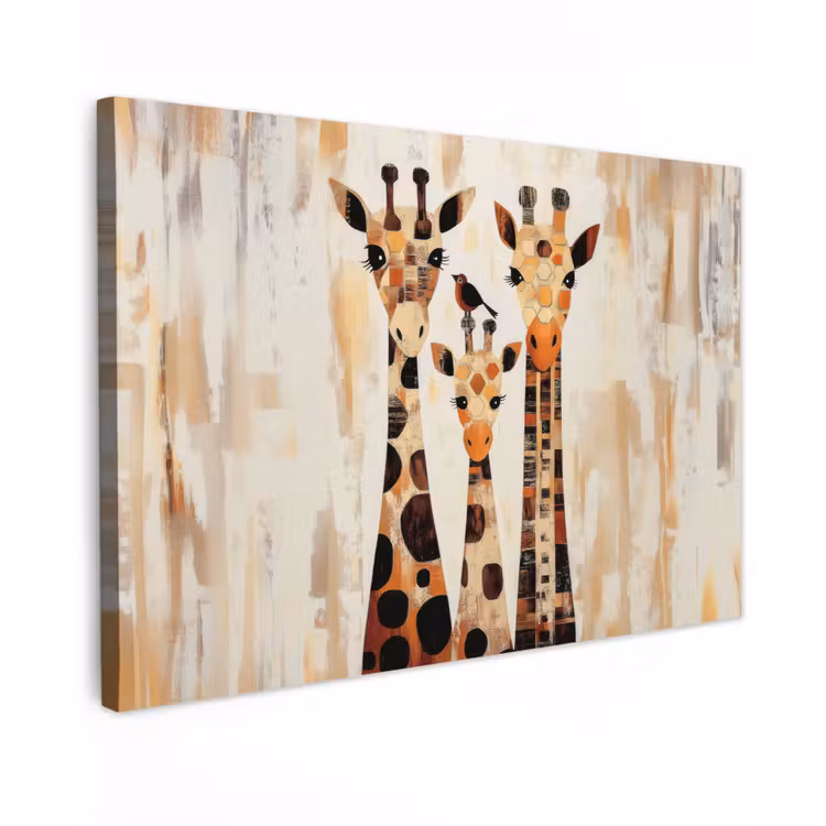 Giraffen - Cartoon - Crème canvas 2cm klein -z3d