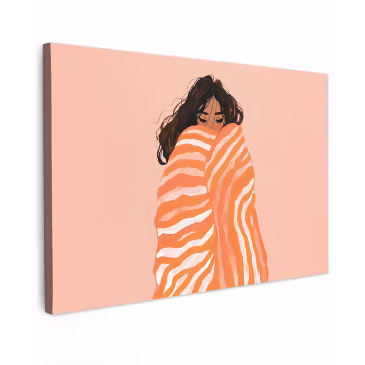 Meisje - Deken - Gestreept - Oranje canvas 2cm klein -z3d