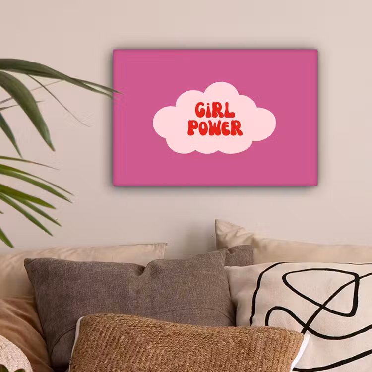 Girl power - Wolk - Roze canvas 2cm klein -z3d