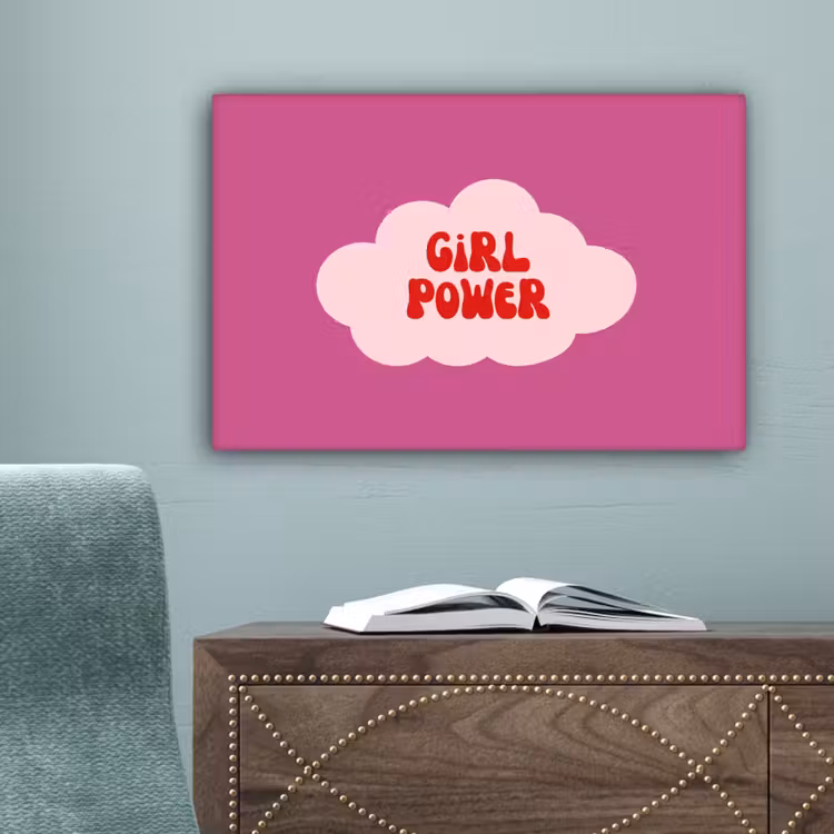 Girl power - Wolk - Roze canvas 2cm klein -sfeer1