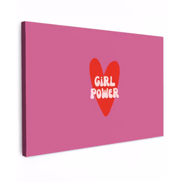 Girl power - Hart - Roze - Rood canvas 2cm klein -z3d