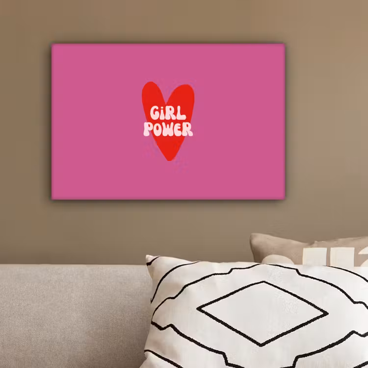 Girl power - Hart - Roze - Rood canvas 2cm klein -sfeer1