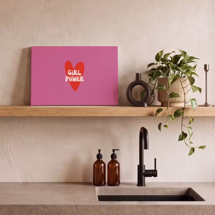 Girl power - Hart - Roze - Rood canvas 2cm klein -sfeer3