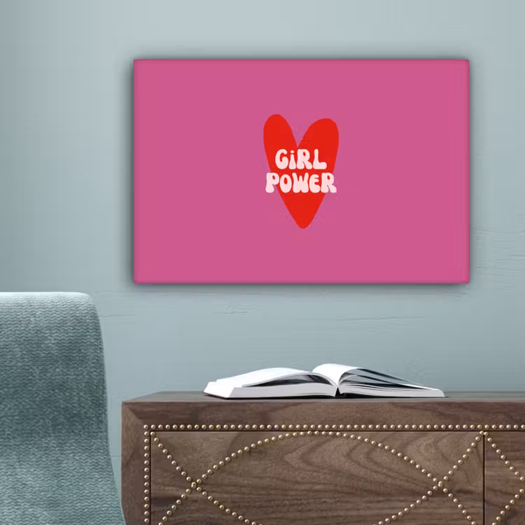 Girl power - Hart - Roze - Rood canvas 2cm klein -sfeer4